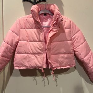 Pink puffer jacket